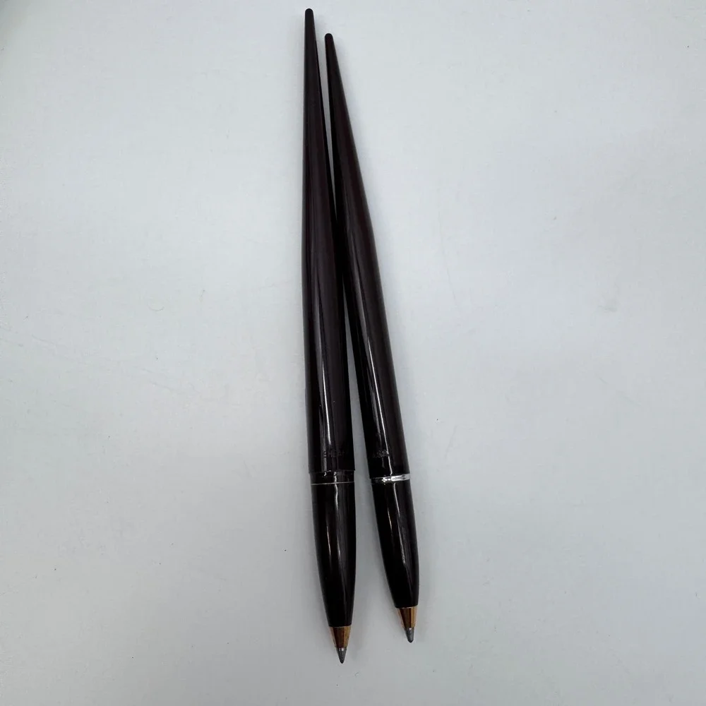 Vintage 1970's Sheaffer Desk Pen Set Green Onyx Marble Double Base Gold Trim